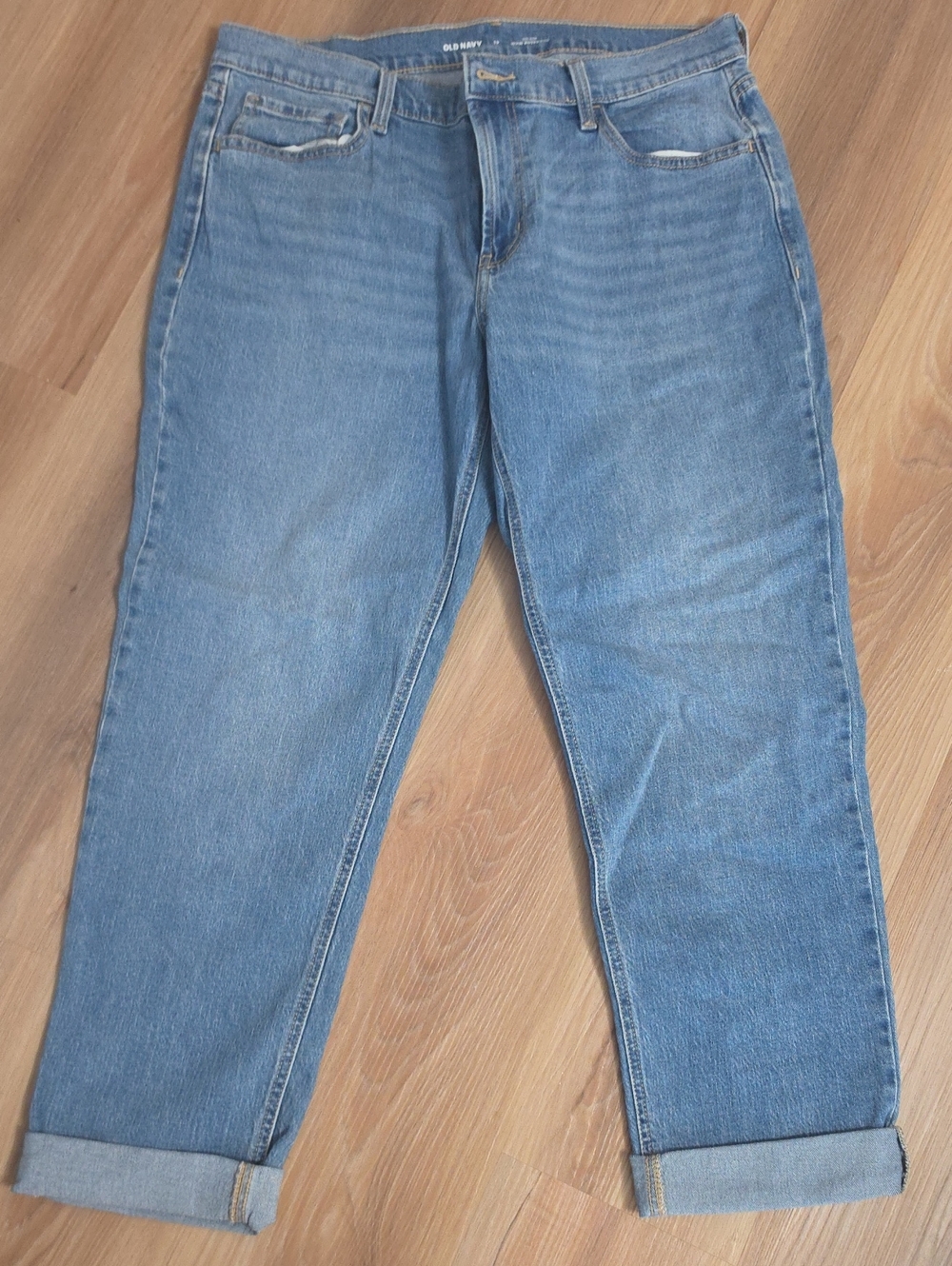 Old Navy Medium Blue Rolled Cuff Straight Jeans
